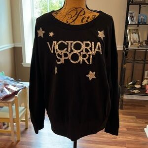 Victoria’s Secret size L black sweatshirt and Victoria Sport in silver glitter